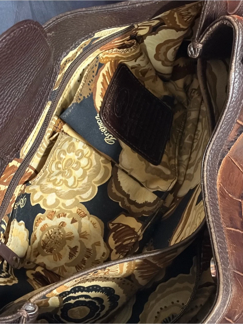 Brighton Brown Croc-Embossed Shoulder Bag with Heart Charm